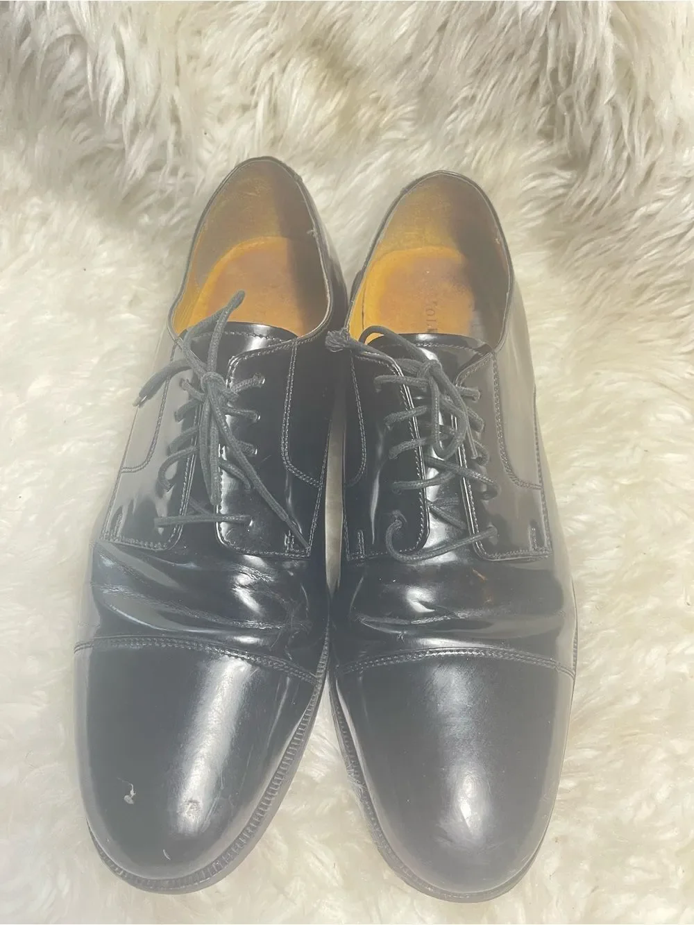 Cole Haan Black Leather Cap-Toe Oxfords